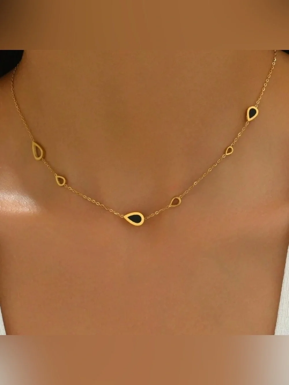Gold Plated Stainless Steel Teardrop Necklace
